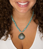 Pueblo Blue Turquoise Magnesite and Jasper Sterling Silver Necklace