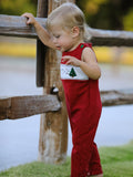 Christmas Tree Dog Smocking Embroidered Baby Boys Romper