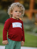 Christmas Tree Dog Smocking Embroidered Plaid Boys Set