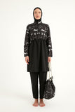 Black Full Coverage Modest Swimwear Set for Women R2501