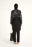 Black Full Coverage Modest Swimwear Set for Women R2501