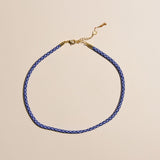 Royal Blue & White Minimalist Cord Necklace in Gold