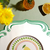 ROYAL WHITE GREEN TRIM SQUARE FAUX LEATHER PLACEMAT (Set Of 4)