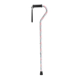 Adjustable Height Offset Handle Cane With Gel Hand Grip, Floral