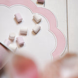 SERENITY WHITE & PINK SCALLOPED FAUX LEATHER PLACEMAT