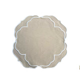 SORELLE BEIGE WHITE ROUND FABRIC PLACEMAT