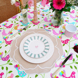 SORELLE BEIGE WHITE ROUND FABRIC PLACEMAT