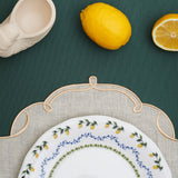 CELESTIA LINEN IVORY GOLD TRIM SQUARE PLACEMAT