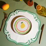 ROYAL WHITE GREEN TRIM SQUARE FAUX LEATHER PLACEMAT