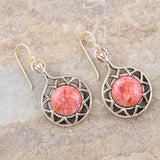 Sun Orange Sponge Coral Golden Drop Earrings