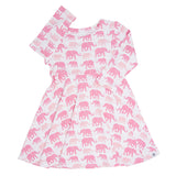 Pink Elephant Swirly Girl Dress