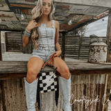 Grit and Glam Stockyards Cowhide Checkered Purse