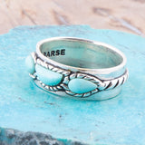 Triple Stone Simplicity Blue Turquoise and Sterling Silver Ring