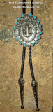 TURQUOISE CACTUS CONCHO BOLO TIE