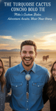 TURQUOISE CACTUS CONCHO BOLO TIE