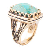 Blue Turquoise and Golden Cocktail Ring