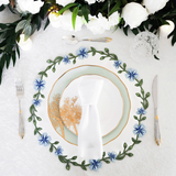 UNITY WHITE & BLUE ROUND FAUX LEATHER PLACEMAT