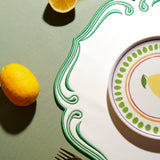 ROYAL WHITE GREEN TRIM SQUARE FAUX LEATHER PLACEMAT (Set Of 4)