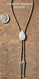 WHITE TEARDROP BOLO TIE ~ MIKE'S CUSTOM BOLOS