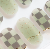 Green Checker Gel Nails