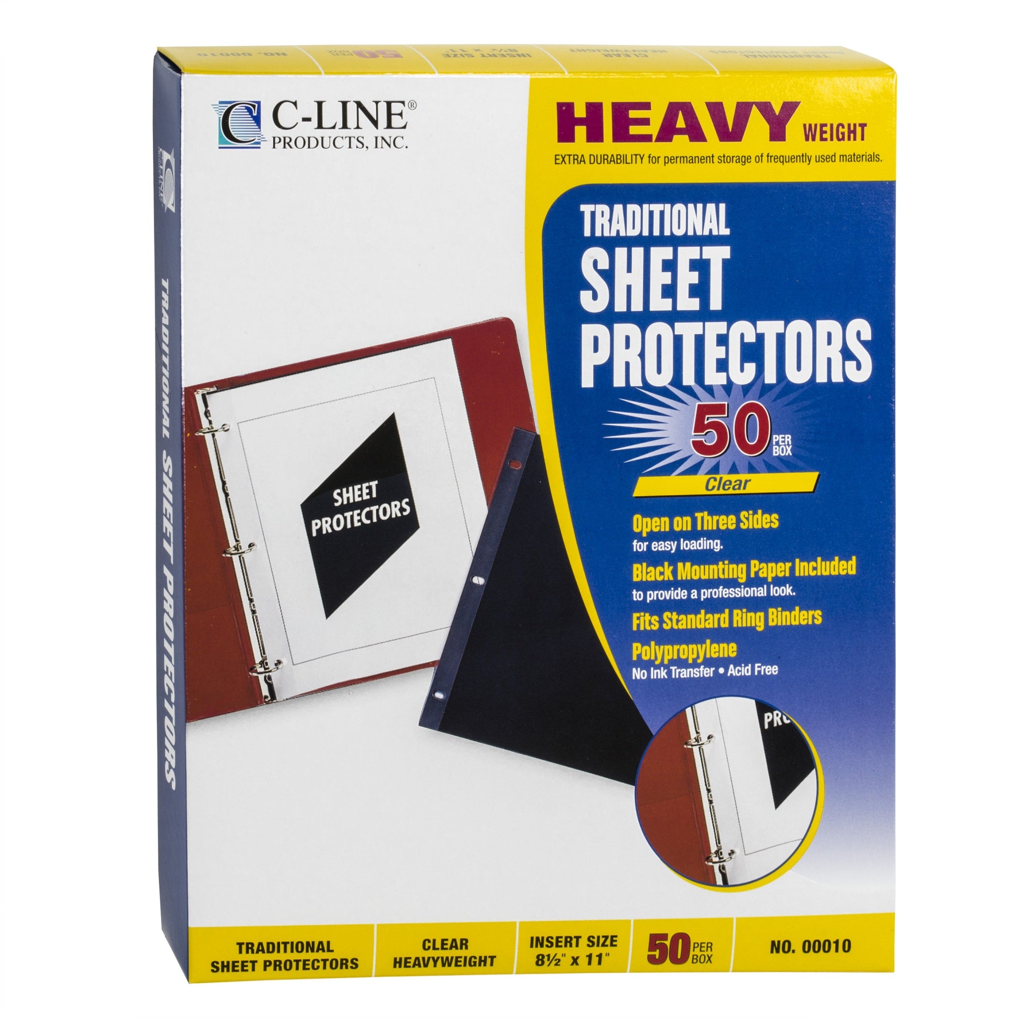 Traditional Polypropylene Sheet Protector, Heavyweight, 11 X 8 1/2, 50/Bx, 00010