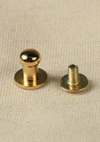 Button Rivet 5x, 9,5 x 6,2mm, M3, Brass/Gold