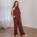 Cheetah Print High Neck Jumpsuit