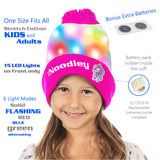LED Light Up Glow Unicorn Beanie Hat with Pom Gifts for Girls Kids and Boys (One Size)