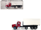 Peterbilt 367 RollOff Dump Truck Red with White Box 1/87 (HO) Plastic Model Car by Promotex