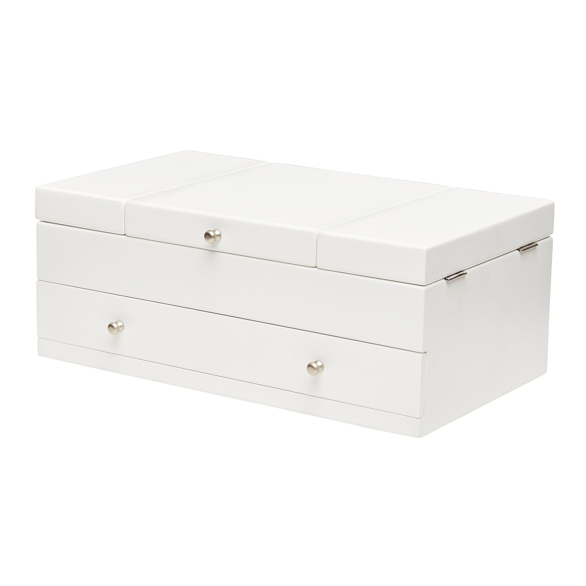 Mele And Co Everly Wooden Triple Lid Jewelry Box In White
