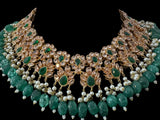 BR500 Kafiya bridal set in golden / champagne stones and green beads ( READY TO SHIP )