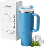 THE CLEAN HYDRATION CO. Insulated Ceramic Coated 40 oz Tumbler with Handle - (Aqua)