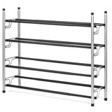 4-Tier Adjustable Freestanding Shoe Rack with Flat or Angled Shelves, Chrome Finish