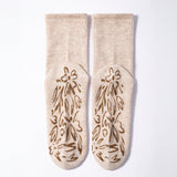 Serene Socks- Adult Organic Cotton Non-Slip Socks- 4 Seasons- Beige- 2 Pairs