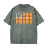 Funny July 4th Hot Dog T-Shirt – Retro American Flag Patriotic Summer BBQ Tee, Vintage Washed Lightweight Cotton Glizzy Freedom Top