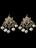 ET25 Hyderabadi real stones with fresh water pearl tops ( READY TO SHIP )