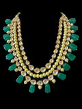 DNS199 Leila high quality ac kundan necklace with earrings in green ( READY TO SHIP )