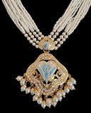DNS191 punjabi Jadau necklace set - mint blue&pearl(READY TO SHIP)