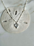 Tiny Sacred Heart Necklace in Sterling Silver