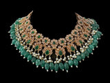 BR500 Kafiya bridal set in golden / champagne stones and green beads ( READY TO SHIP )