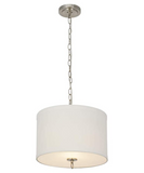 14"W Light Pendant Brushed Nickel Finish with Oatmeal Linen Shade