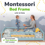 Twin Size Montessori-Inspired Floor Bed with Safety Guardrails for Kids