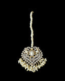 BR464 RAABYA fresh water pearl bridal choker Rani haar set with earrings tika ( READY TO SHIP )