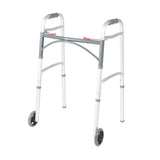 Deluxe Two Button Folding Walker with 5 Wheels