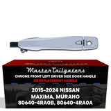 Exterior Door Handle Chrome Replacement for Nissan Maxima (2016-2024), Murano (2015-2024) OE Part # 80640-4RA0B, 80640-4RA0A | Front Left Driver Side w/ Keyhole Cover