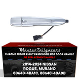 Exterior Door Handle Chrome Replacement for Nissan Murano (2015-2024), Rogue (2014-2024) OE Part # 80640-4BA1C, 80640-4BA0B | Front Right Passenger Side w/o Keyhole