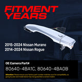 Exterior Door Handle Chrome Replacement for Nissan Murano (2015-2024), Rogue (2014-2024) OE Part # 80640-4BA1C, 80640-4BA0B | Front Right Passenger Side w/o Keyhole