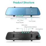 1080P Car DVR 4.3inches Dash Cam with 140° Angle Loop Recording