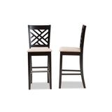 Baxton Studio Jason Modern And Contemporary Sand Fabric Upholstered And Espresso Brown Finished Wood 2-Piece Bar Stool Set