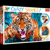 Trefl 600 Piece Crazy Shape Jigsaw Puzzle Facing A Tiger Multicolor